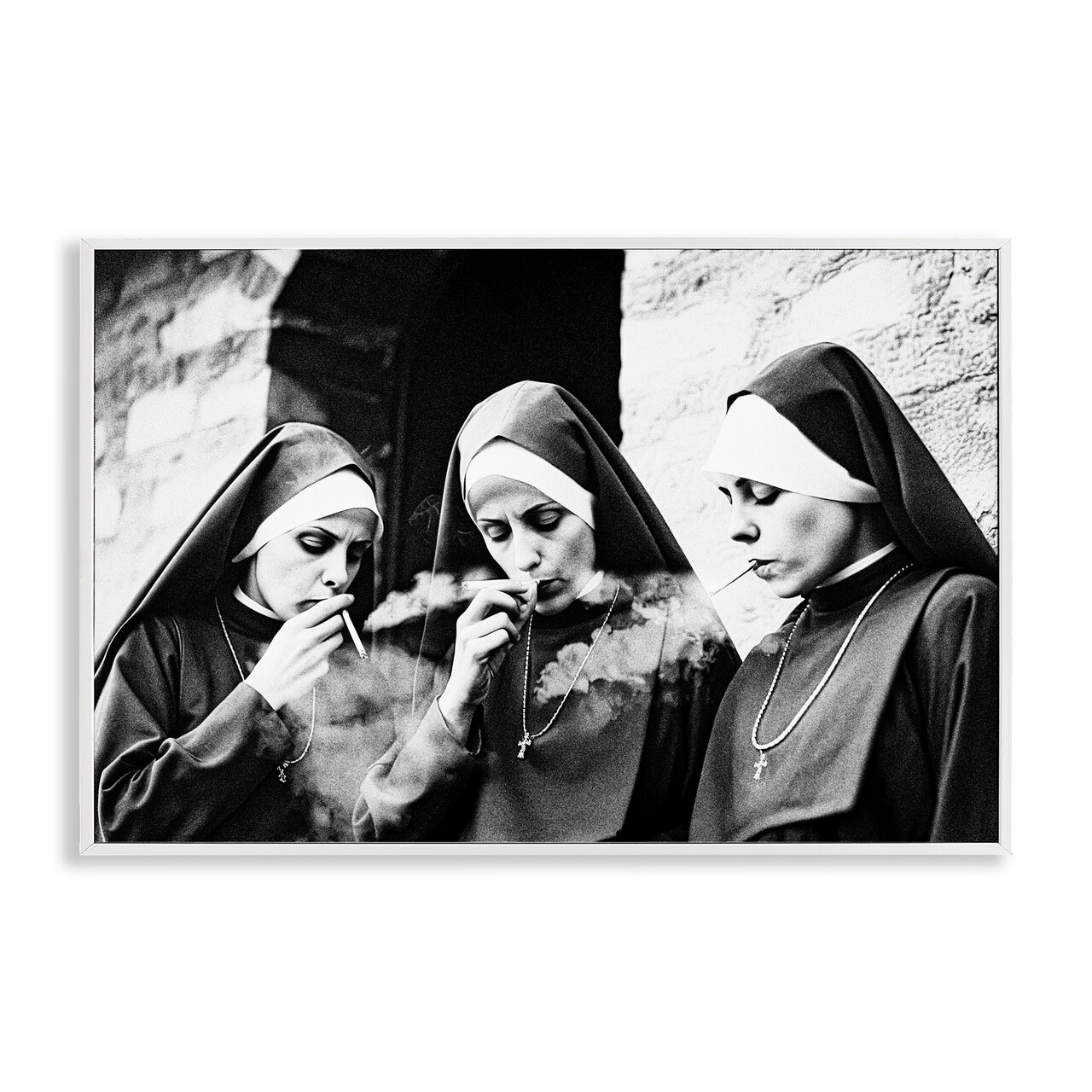 Stupell Industries Smoking Nuns Rebellion Framed Giclee, design by Decent Exposures